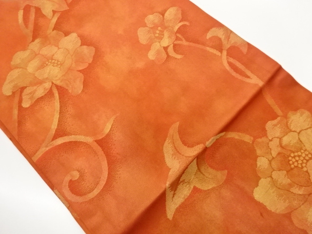 牡丹唐草模様織出し名古屋帯